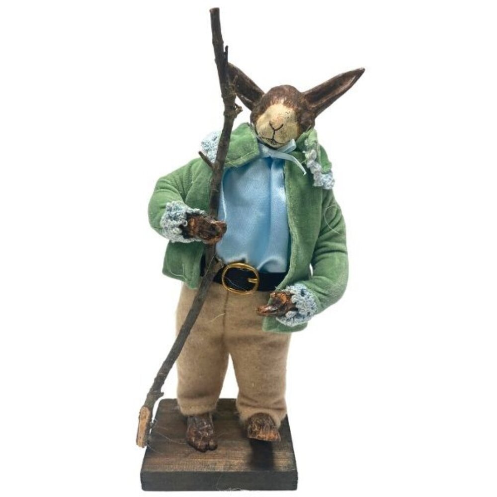 David Decamp- 10" Walking Stick Rabbit Statue 10" Collectible